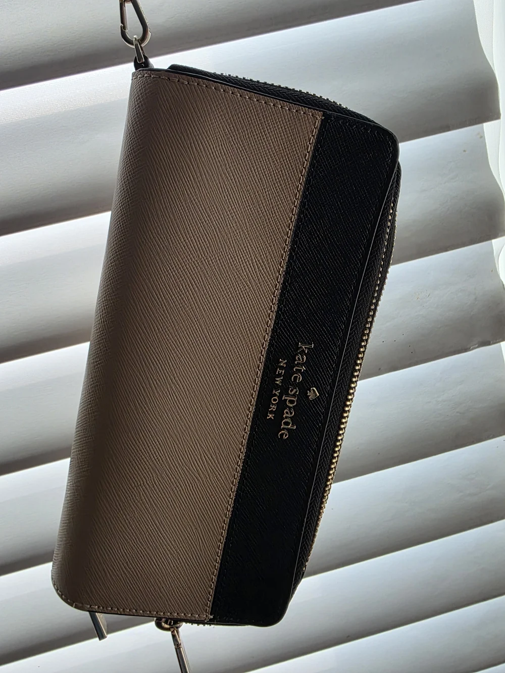 Kate spade Two-Tone Taupe & Black Zip-Around Wallet